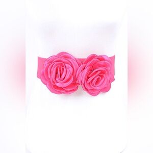 Satin Flower Elastic Waist Statement Belt